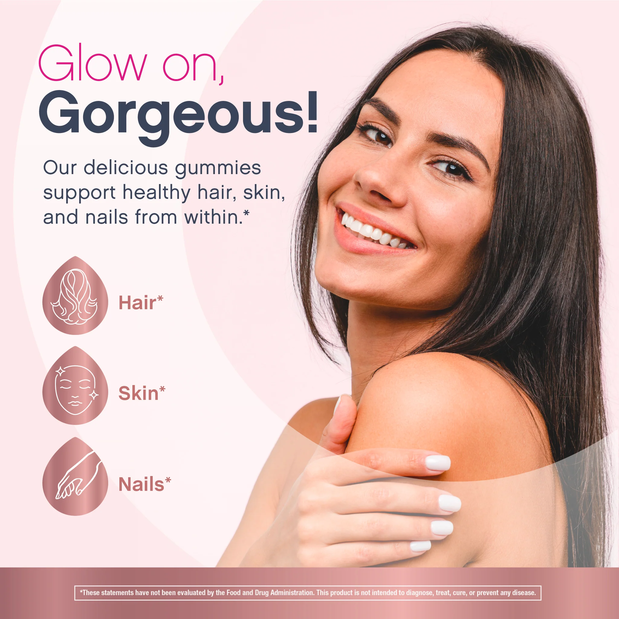 Hair, Skin & Nails + Multi Collagen Bio-Peptides Gummies Strawberry-licious Beauty Flavor, 80 Tasty Gummies - Image 4