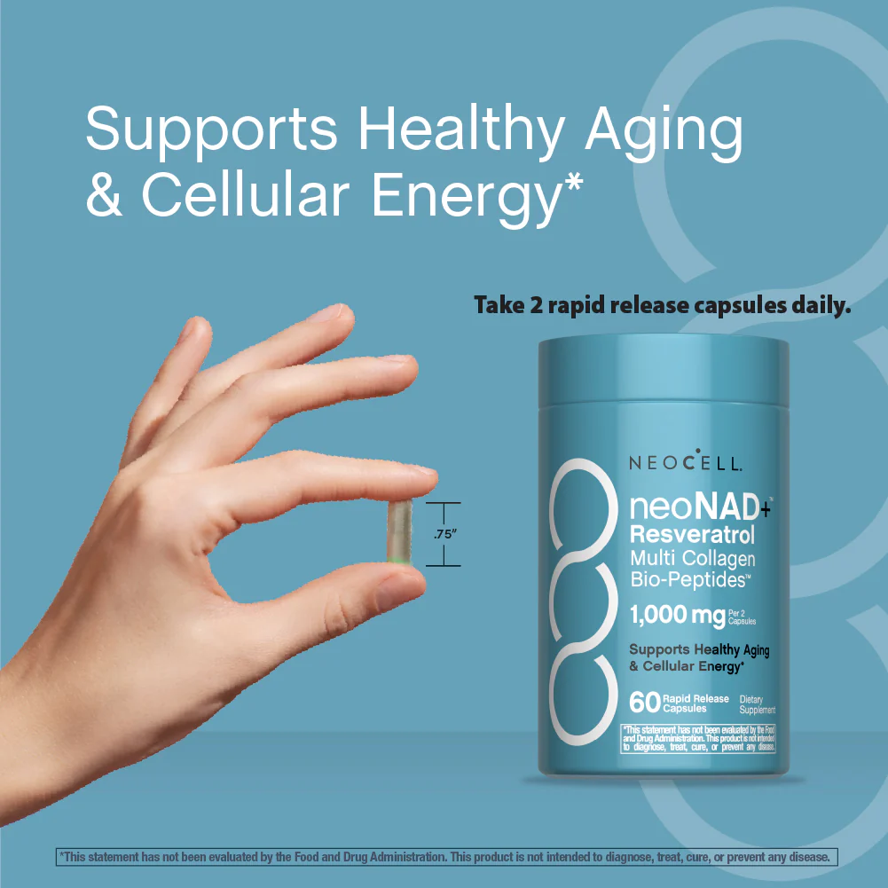 NAD + Resveratrol, Multi Collagen Bio-Peptides, 1000 mg, 60 Rapid Release Capsules - Image 5
